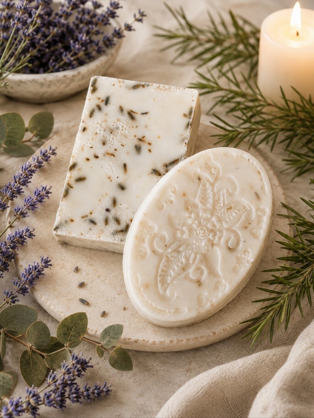 Reset & Renew Lavender Eucalyptus Tea Tree Hand-Poured Soap - Picture 2 of 3